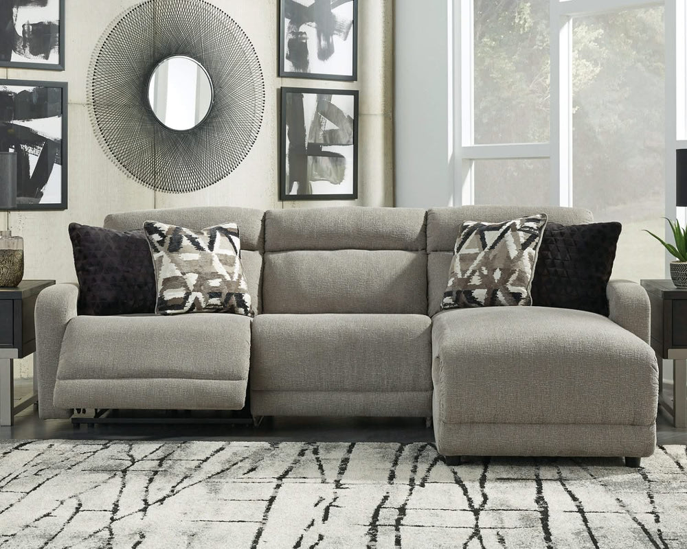 Colleyville - Seccional reclinable eléctrico de 3 piezas con chaise longue