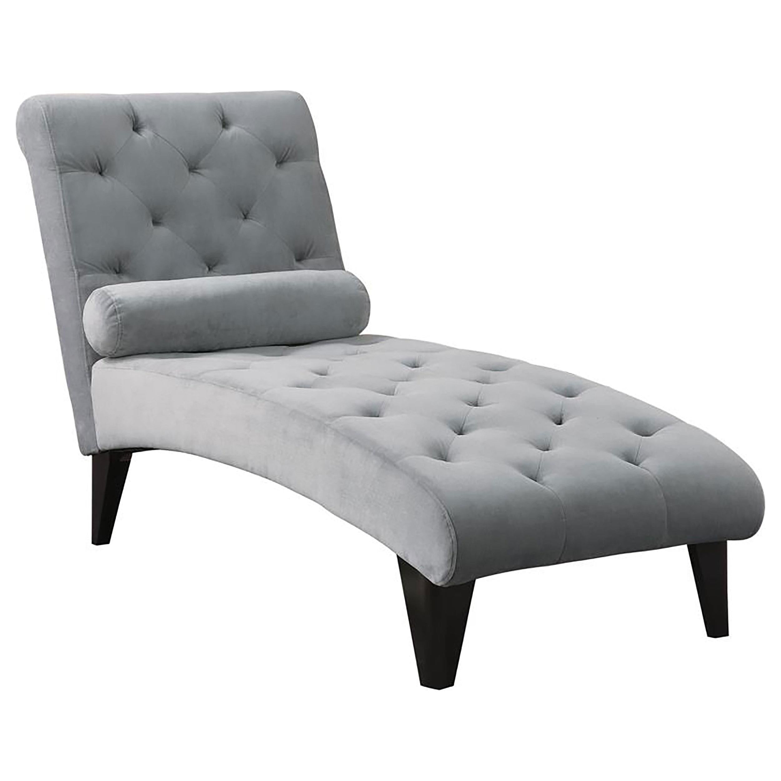 Daniel Upholstered Tufted Chaise with Pillow Grey