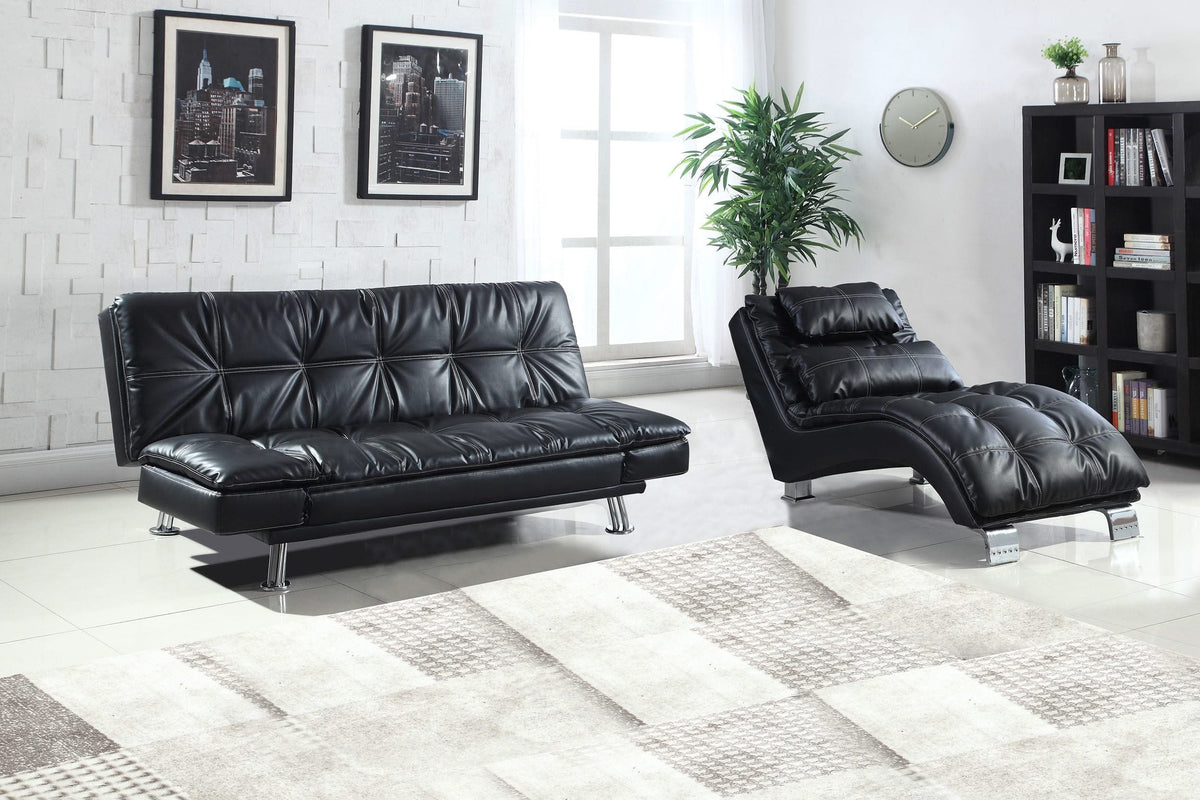 Chaise longue Dilleston tapizada en piel sintética negra