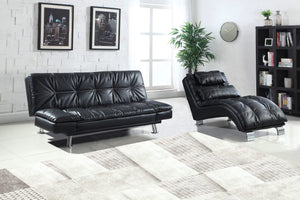 Chaise longue Dilleston tapizada en piel sintética negra