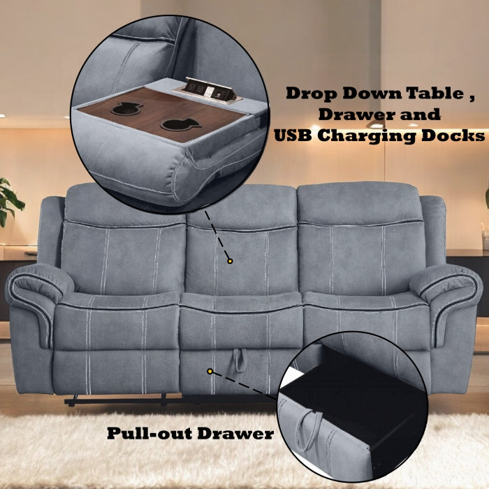 Zubaida Motion Sofa & Console W/USB
