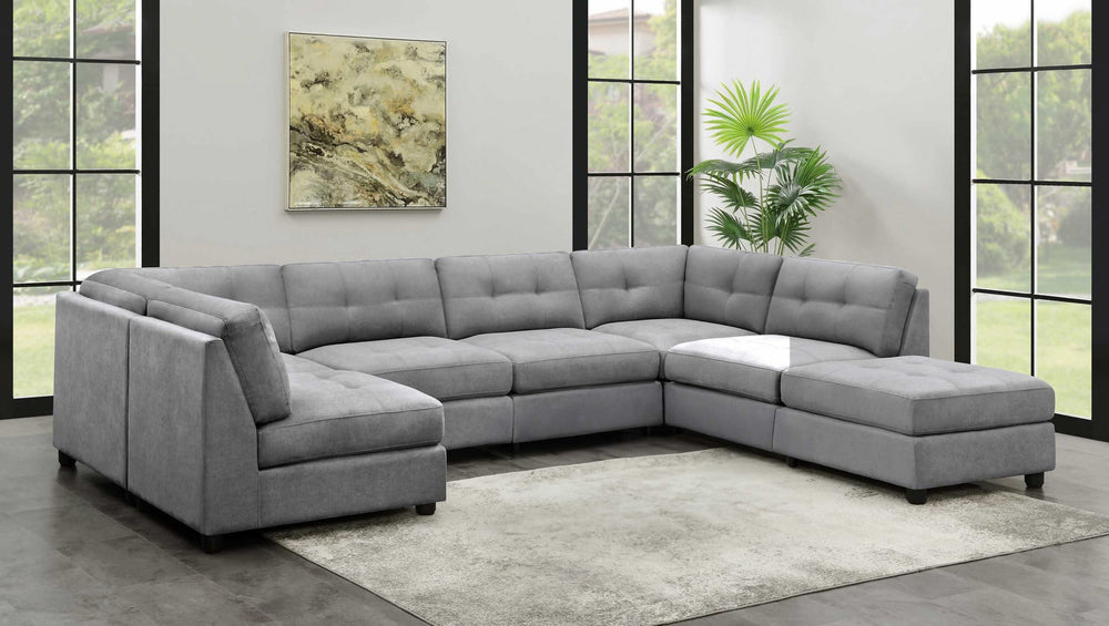 Sofá modular seccional tapizado Claude de 7 piezas en color paloma