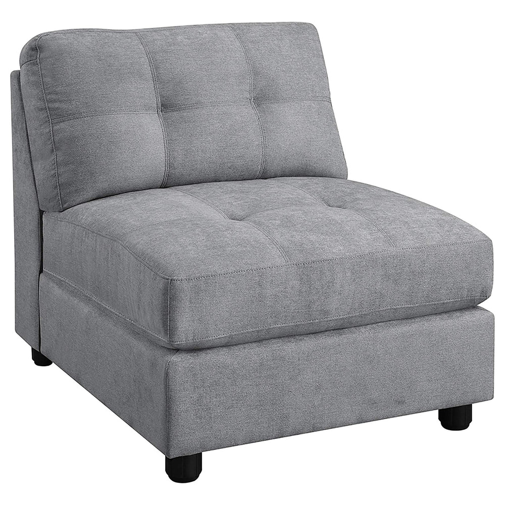 Silla sin brazos con respaldo acolchado Claude, color paloma