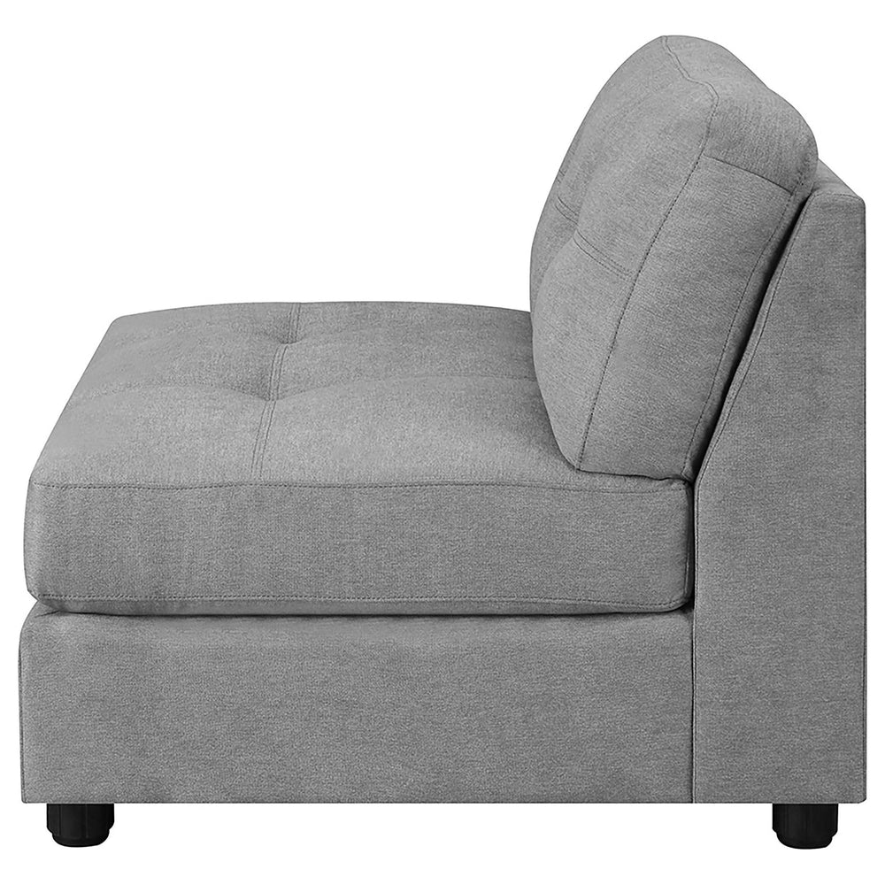 Silla sin brazos con respaldo acolchado Claude, color paloma