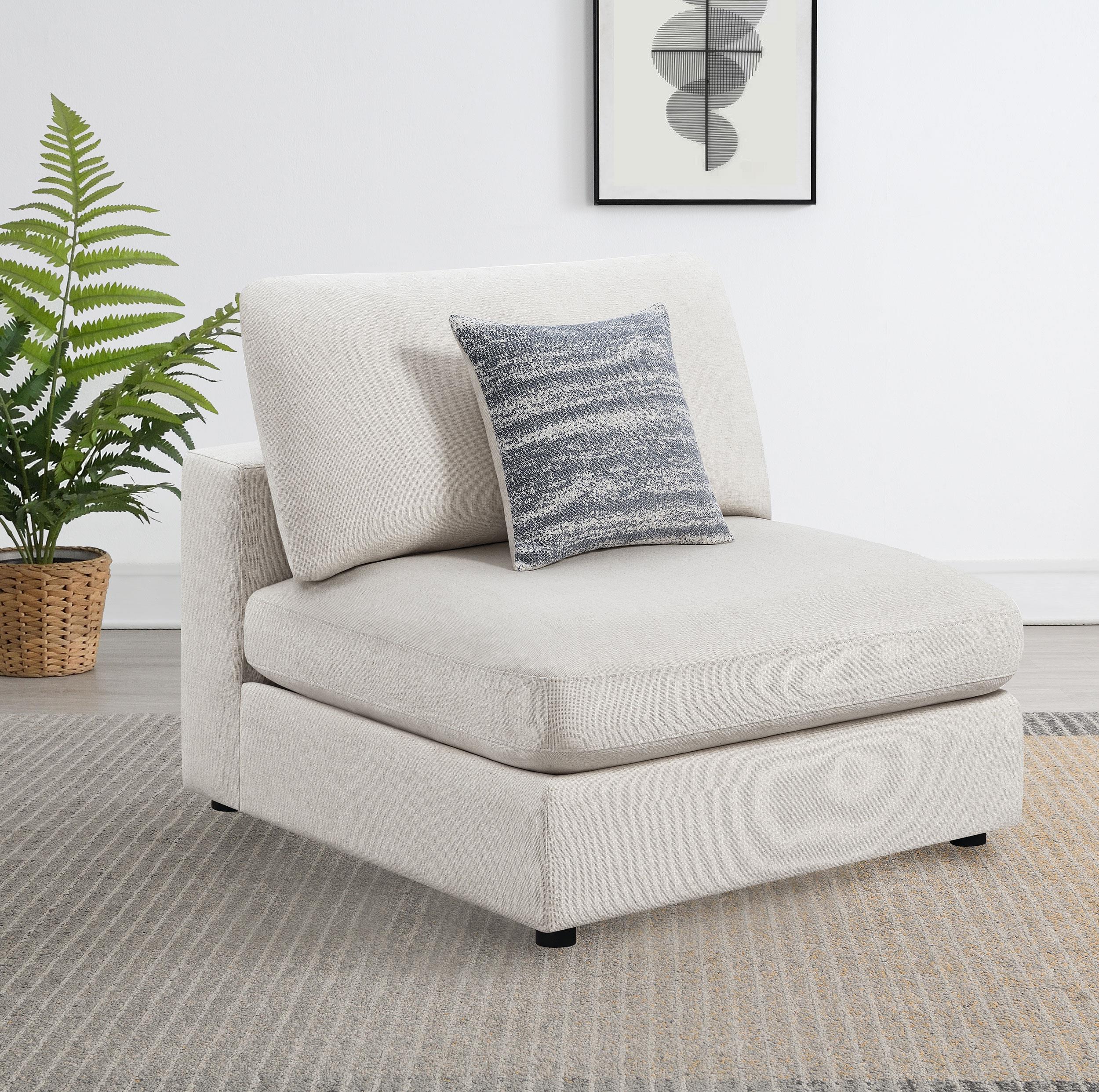Serene Upholstered Armless Chair Beige