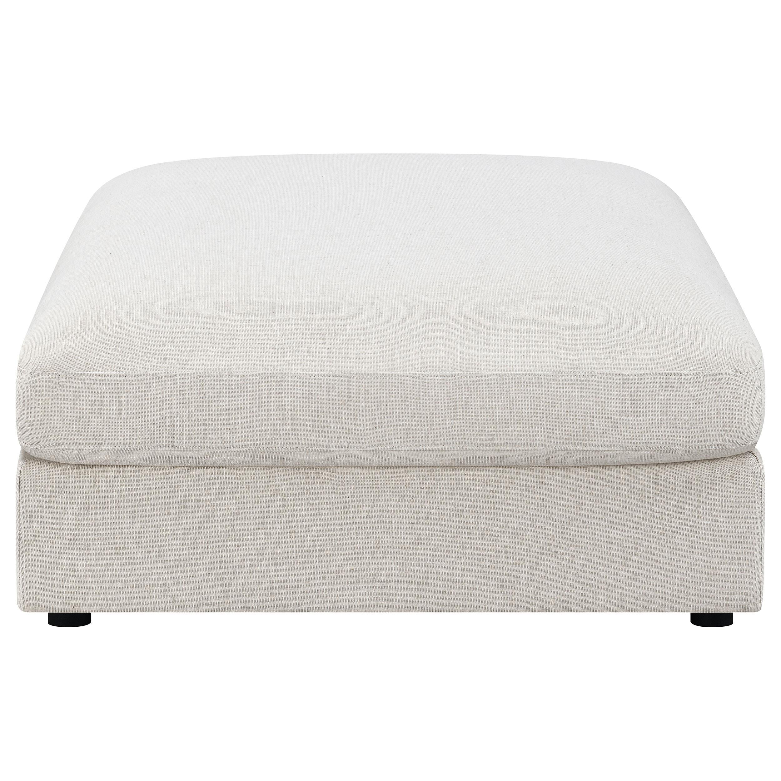 Serene Square Upholstered Ottoman Beige