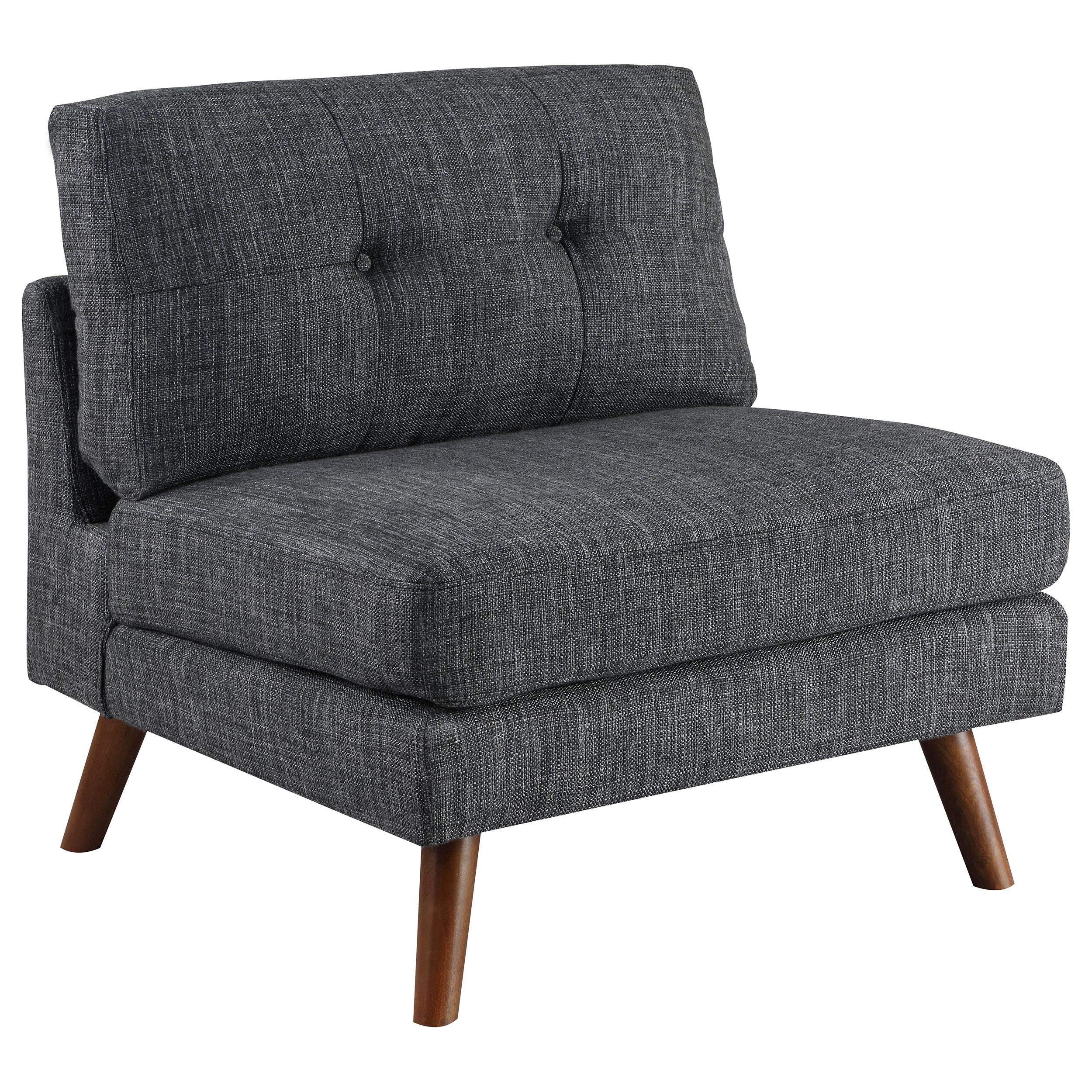 Churchill Upholstered Tufted Armless Chair Dark Grey