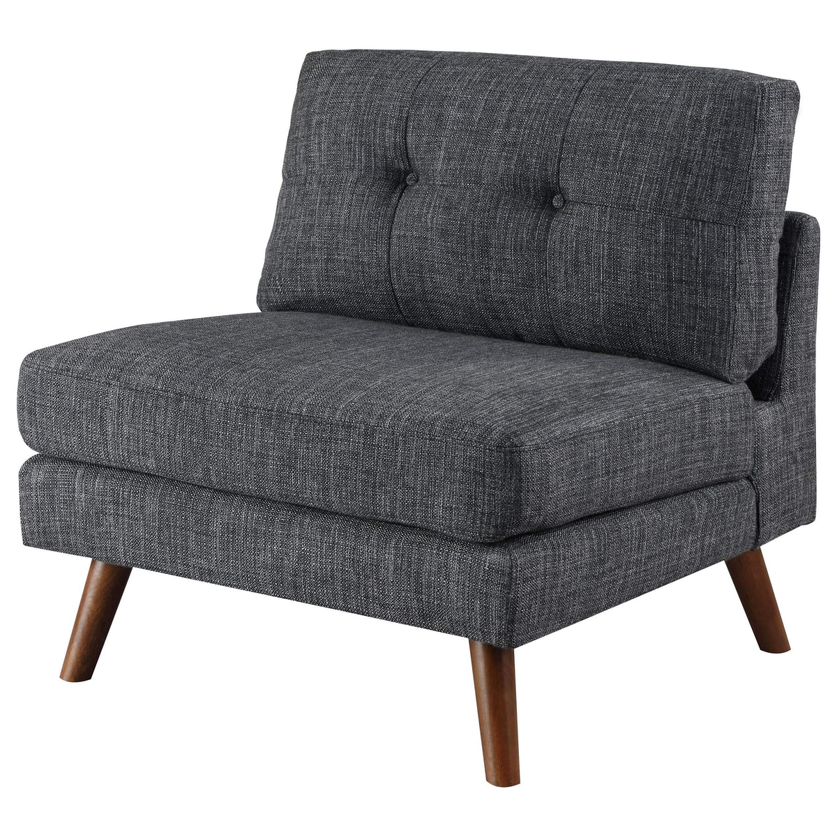 Silla Churchill tapizada sin brazos con capitoné, gris oscuro