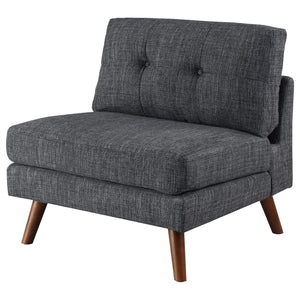 Silla Churchill tapizada sin brazos con capitoné, gris oscuro