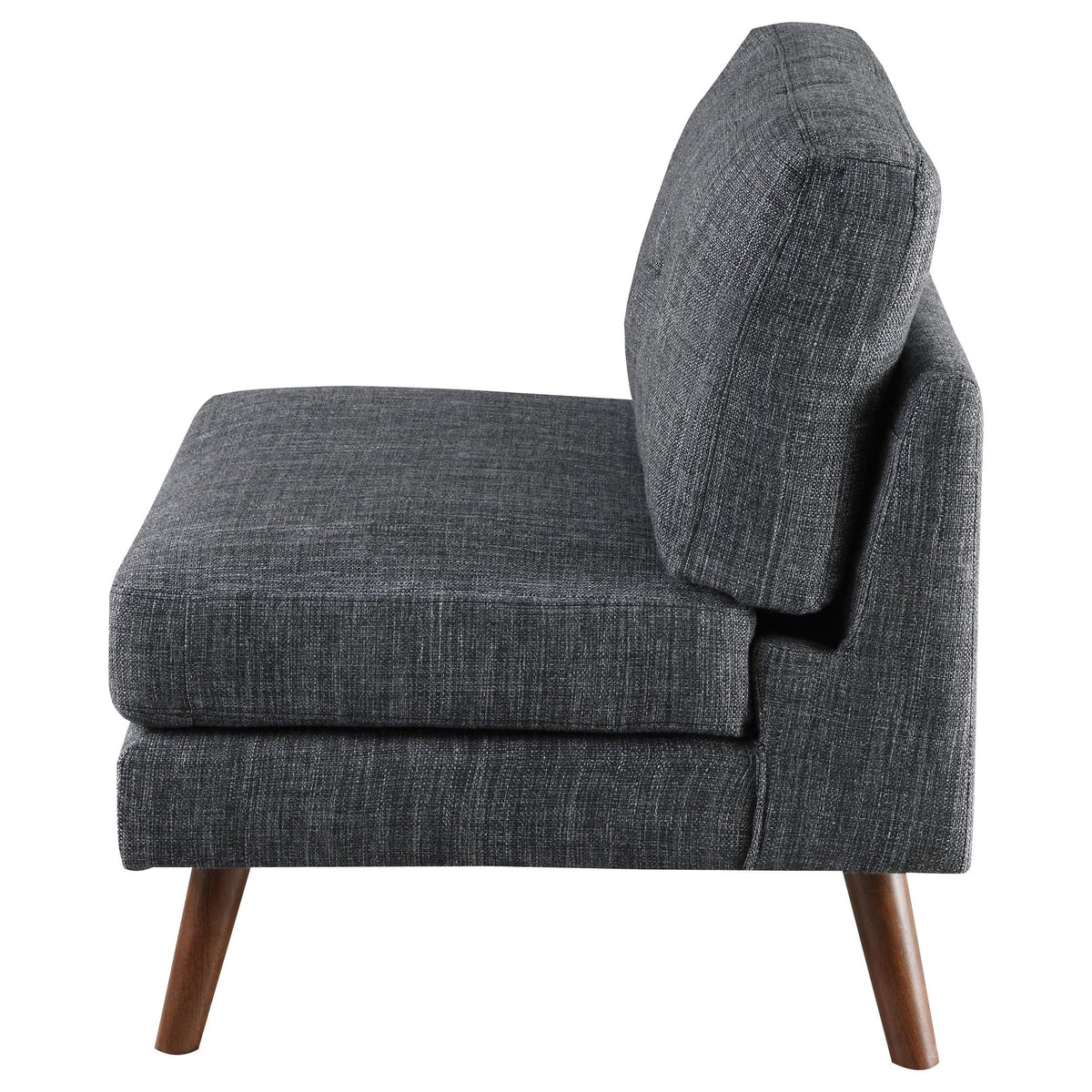 Silla Churchill tapizada sin brazos con capitoné, gris oscuro