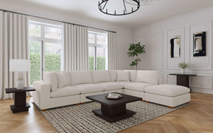 Otomana rectangular tapizada Lakeview color marfil