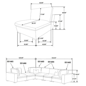 Lakeview 5-piece Upholstered Modular Sectional Chocolate