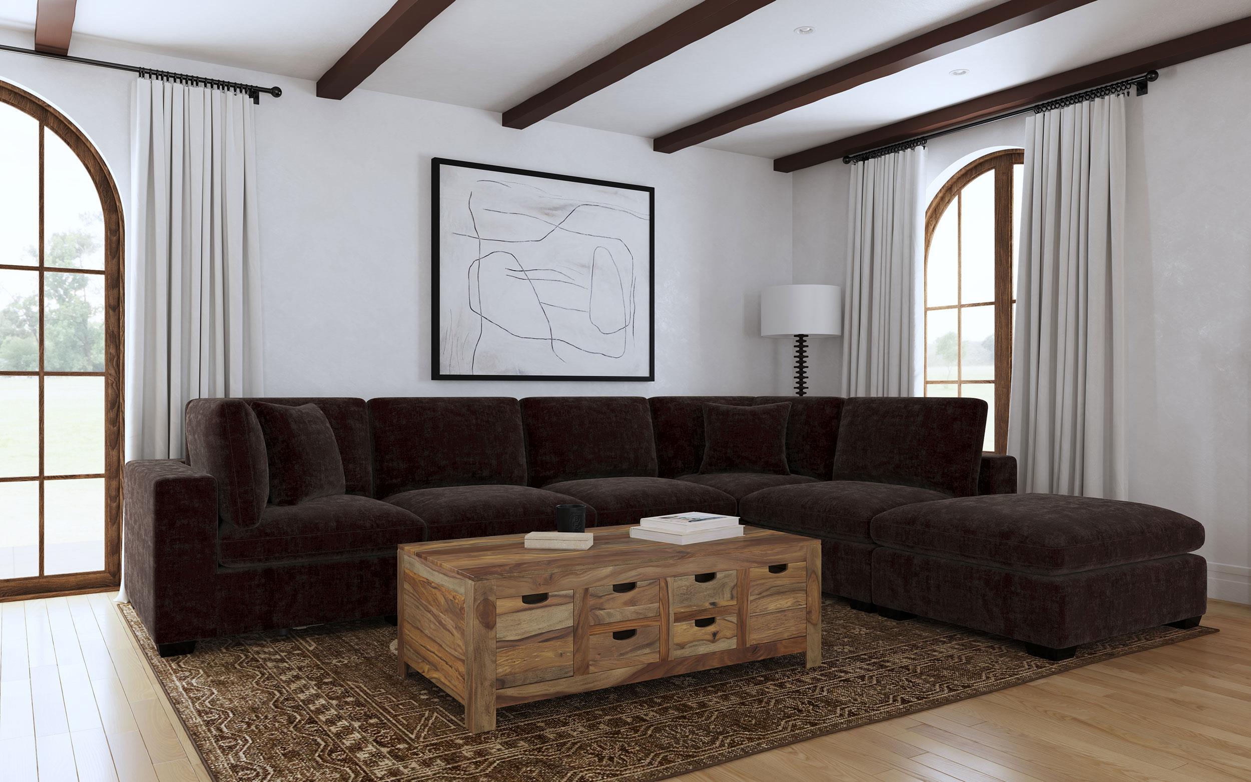 Lakeview Upholstered Corner Chair Dark Chocolate