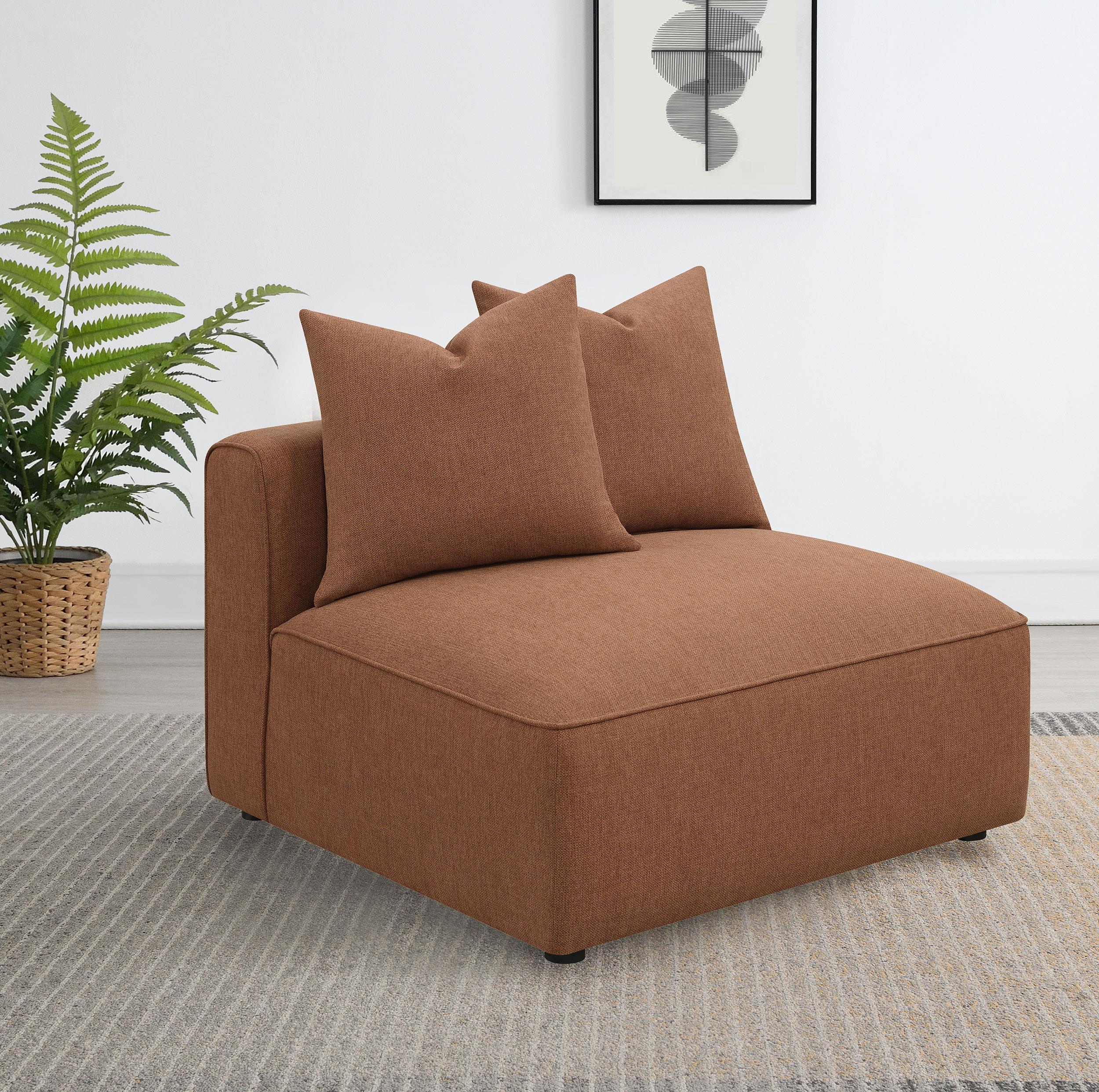 Jennifer Upholstered Armless Chair Terracotta