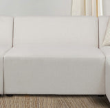 Silla Freddie tapizada con respaldo ajustado y sin brazos, color perla