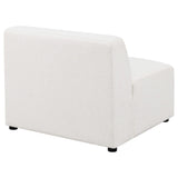 Silla Freddie tapizada con respaldo ajustado y sin brazos, color perla