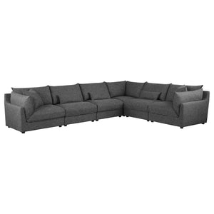 Seccional modular tapizado Sasha de 6 piezas, color negro