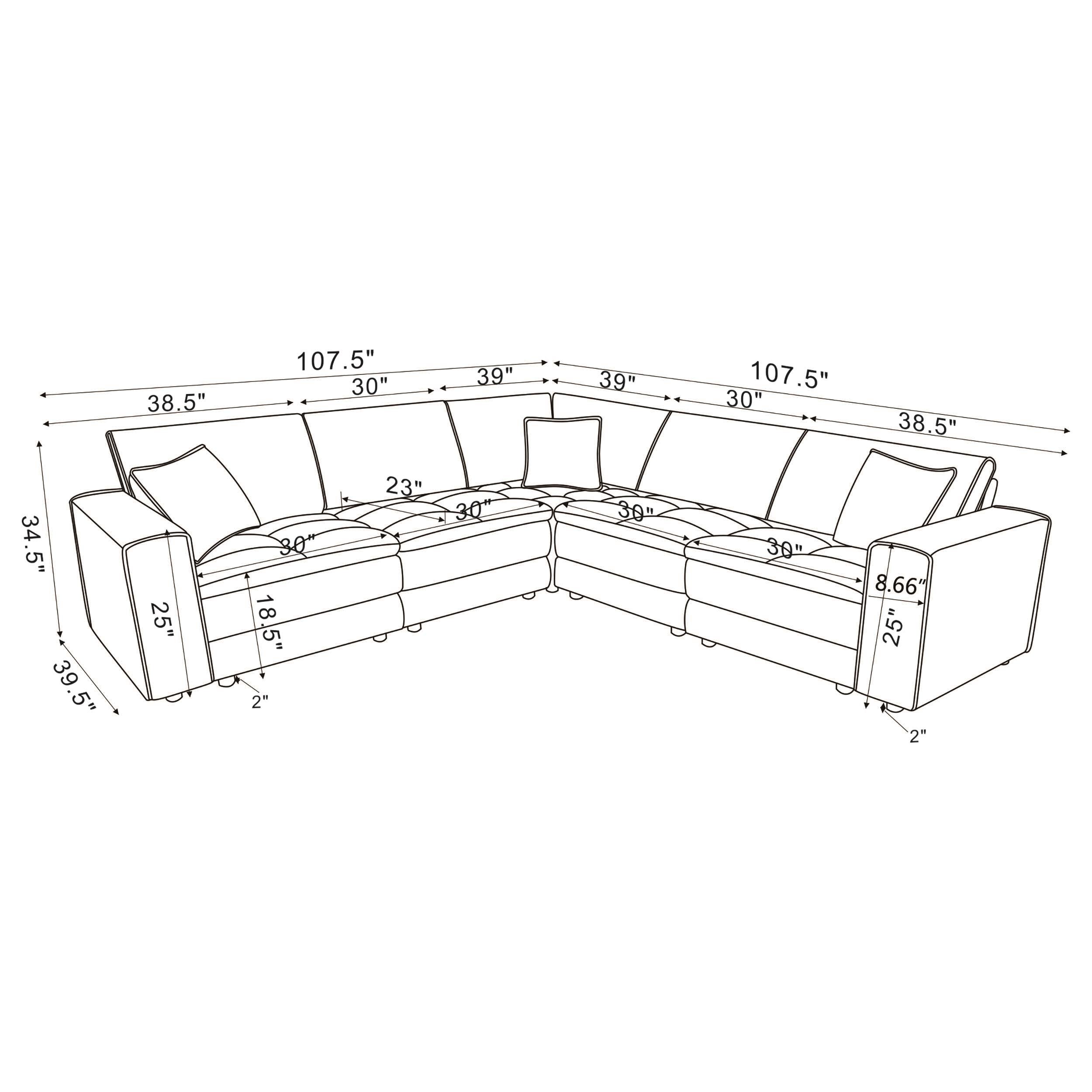 Atlantic 5-piece Upholstered Modular Sectional Sofa Blue