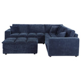 Sofá modular seccional tapizado Atlantic de 6 piezas, color azul