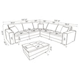 Sofá modular seccional tapizado Atlantic de 6 piezas, color azul
