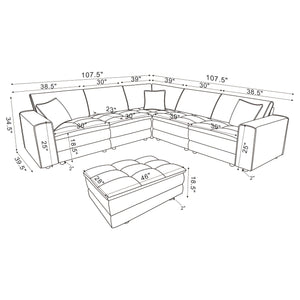 Sofá modular seccional tapizado Atlantic de 6 piezas, color azul