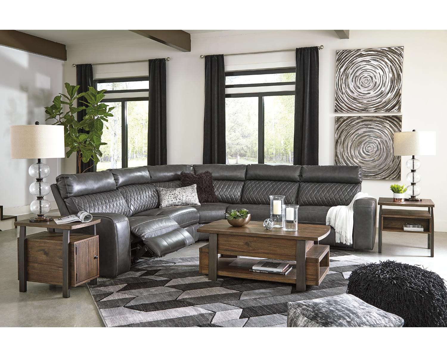 Samperstone 5-Piece Power Reclining Sectional
