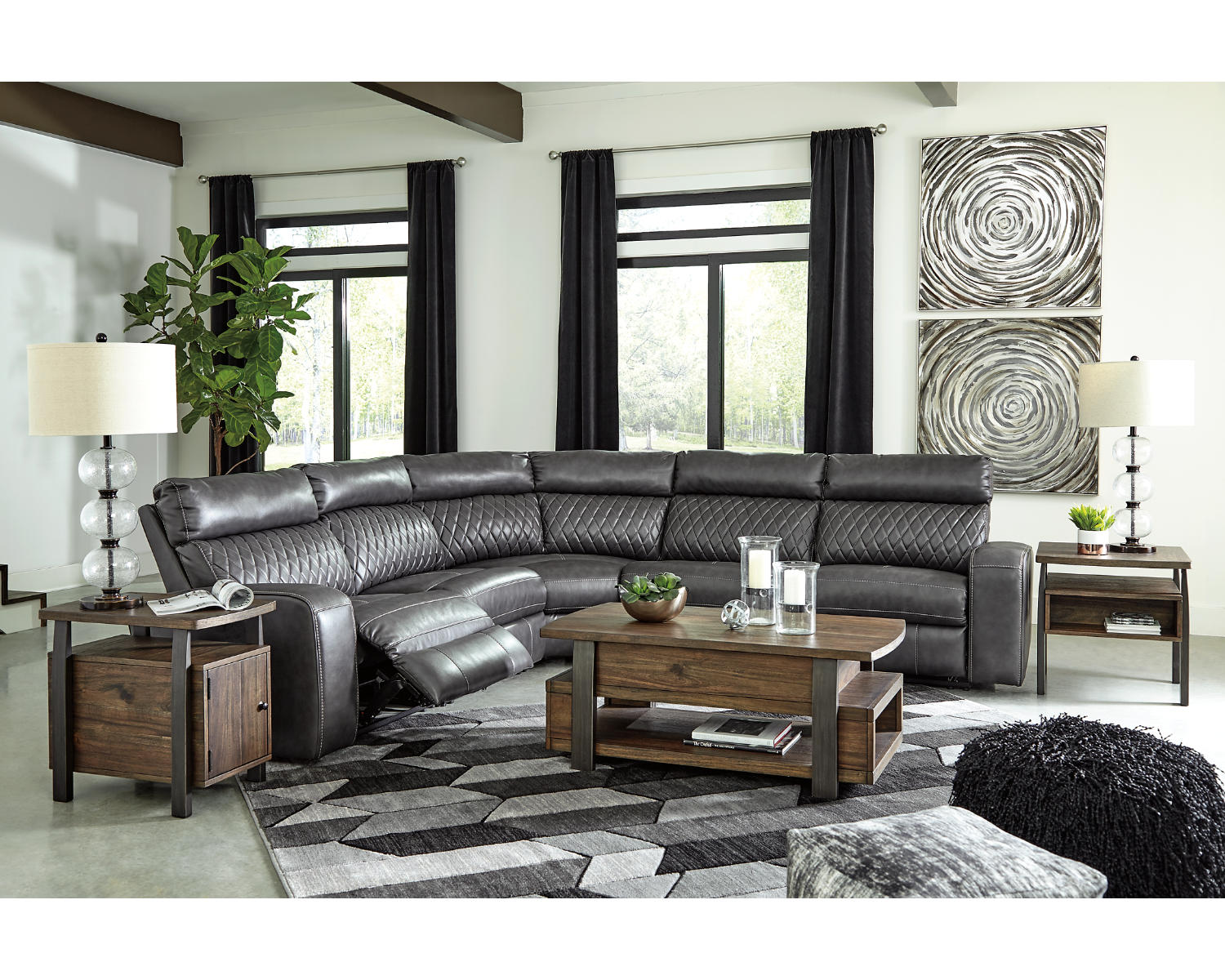 Samperstone 5-Piece Power Reclining Sectional