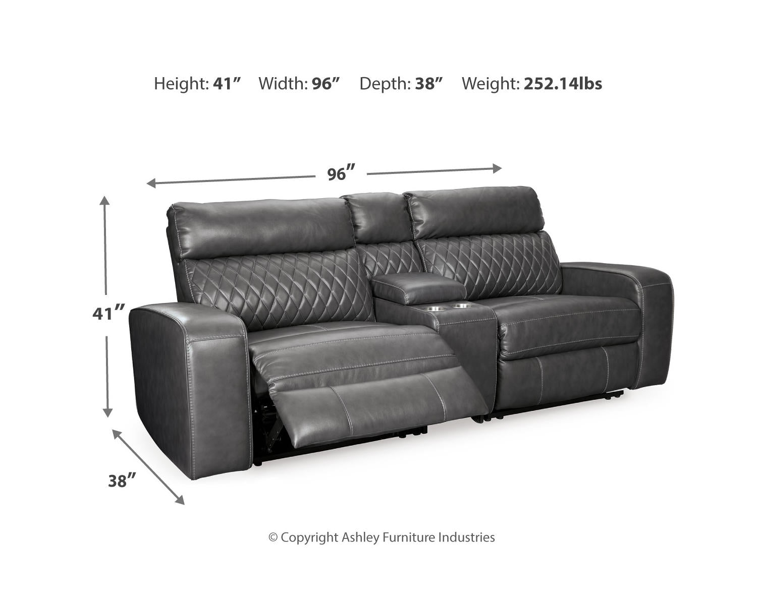 Samperstone 3-Piece Power Reclining Sectional Loveseat