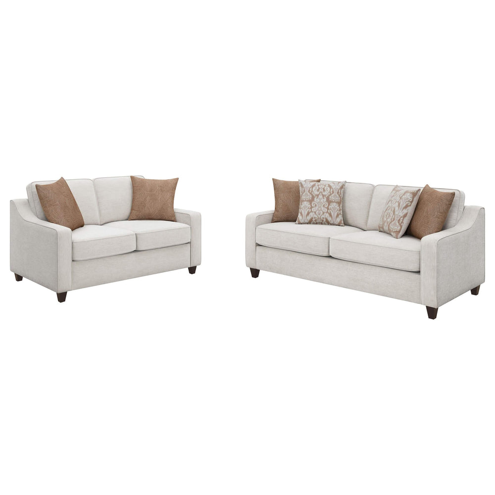 Conjunto de sofá tapizado de 2 piezas con brazos inclinados Christine en beige