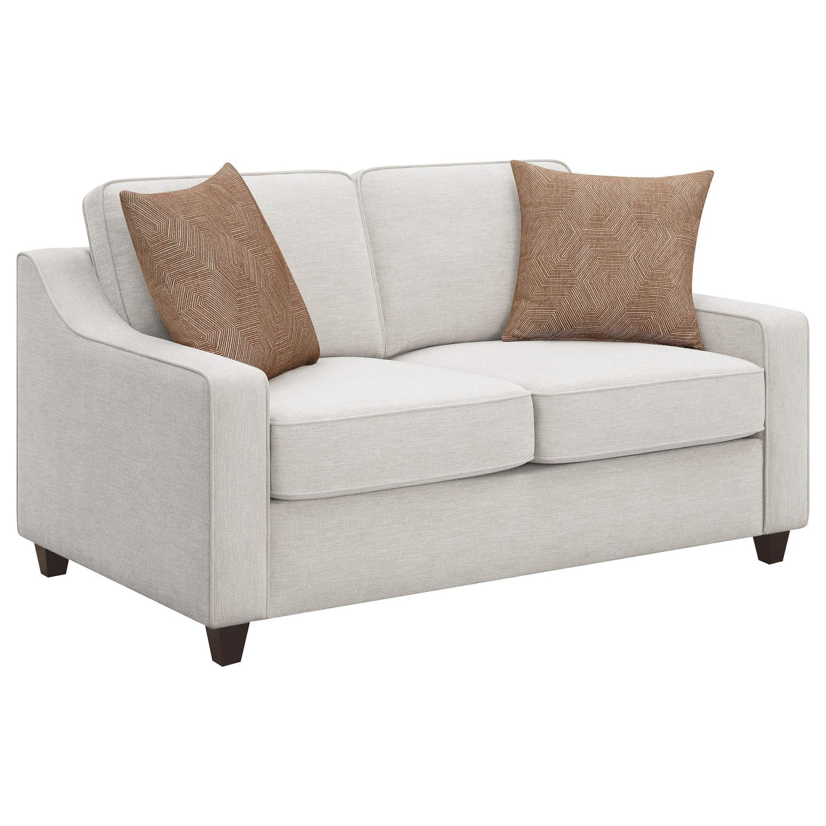 Conjunto de sofá tapizado de 2 piezas con brazos inclinados Christine en beige