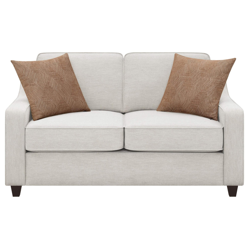 Conjunto de sofá tapizado de 2 piezas con brazos inclinados Christine en beige
