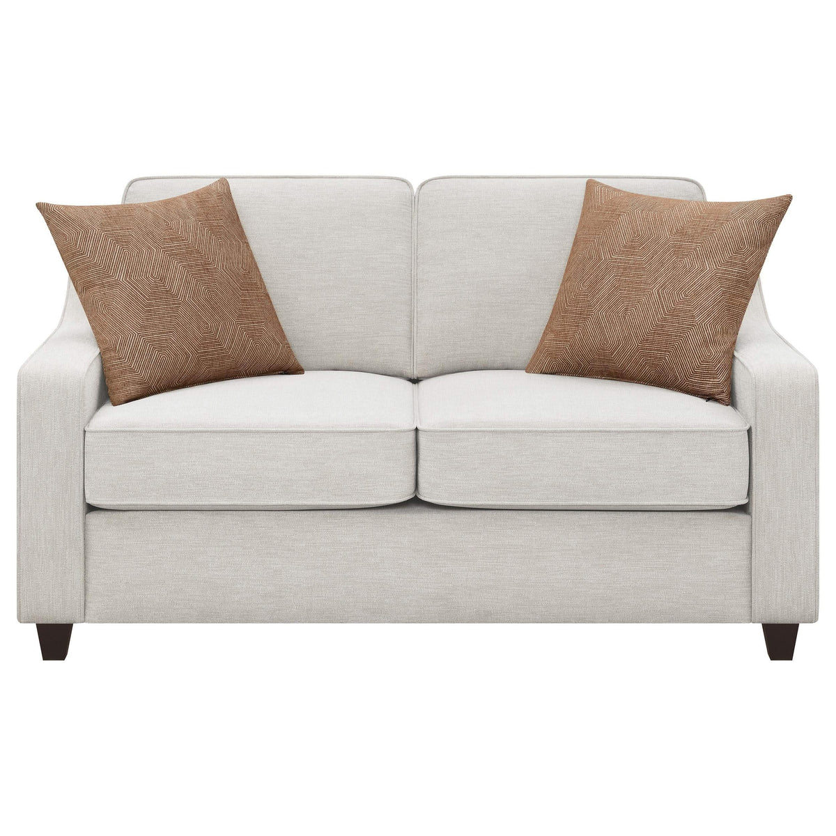 Conjunto de sofá tapizado de 2 piezas con brazos inclinados Christine en beige
