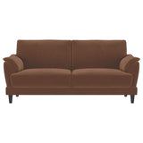 Selma Velvet Upholstered Crescent Arm Sofa Rust