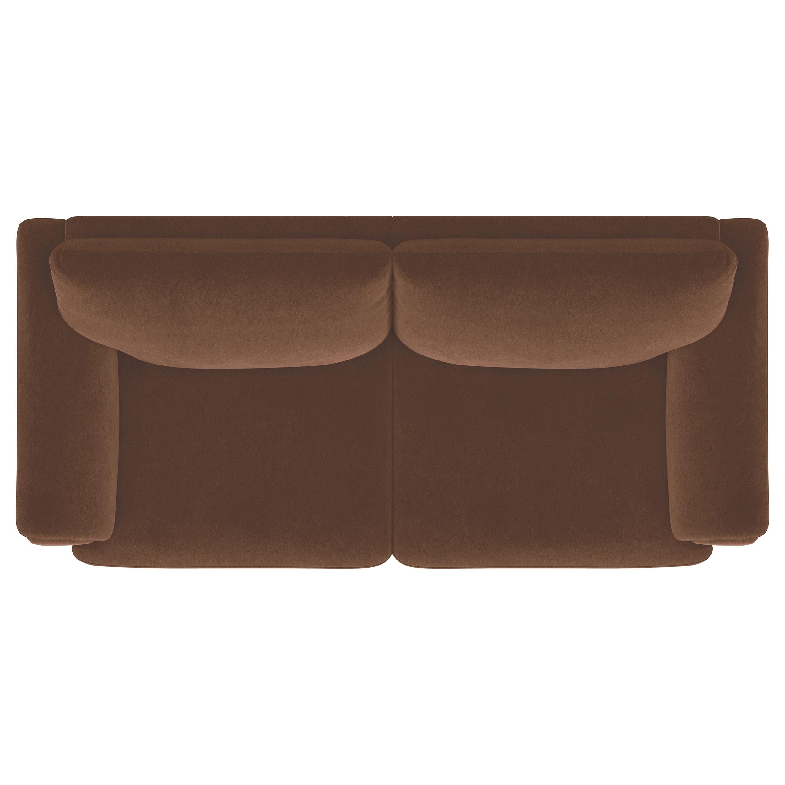 Selma Velvet Upholstered Crescent Arm Sofa Rust