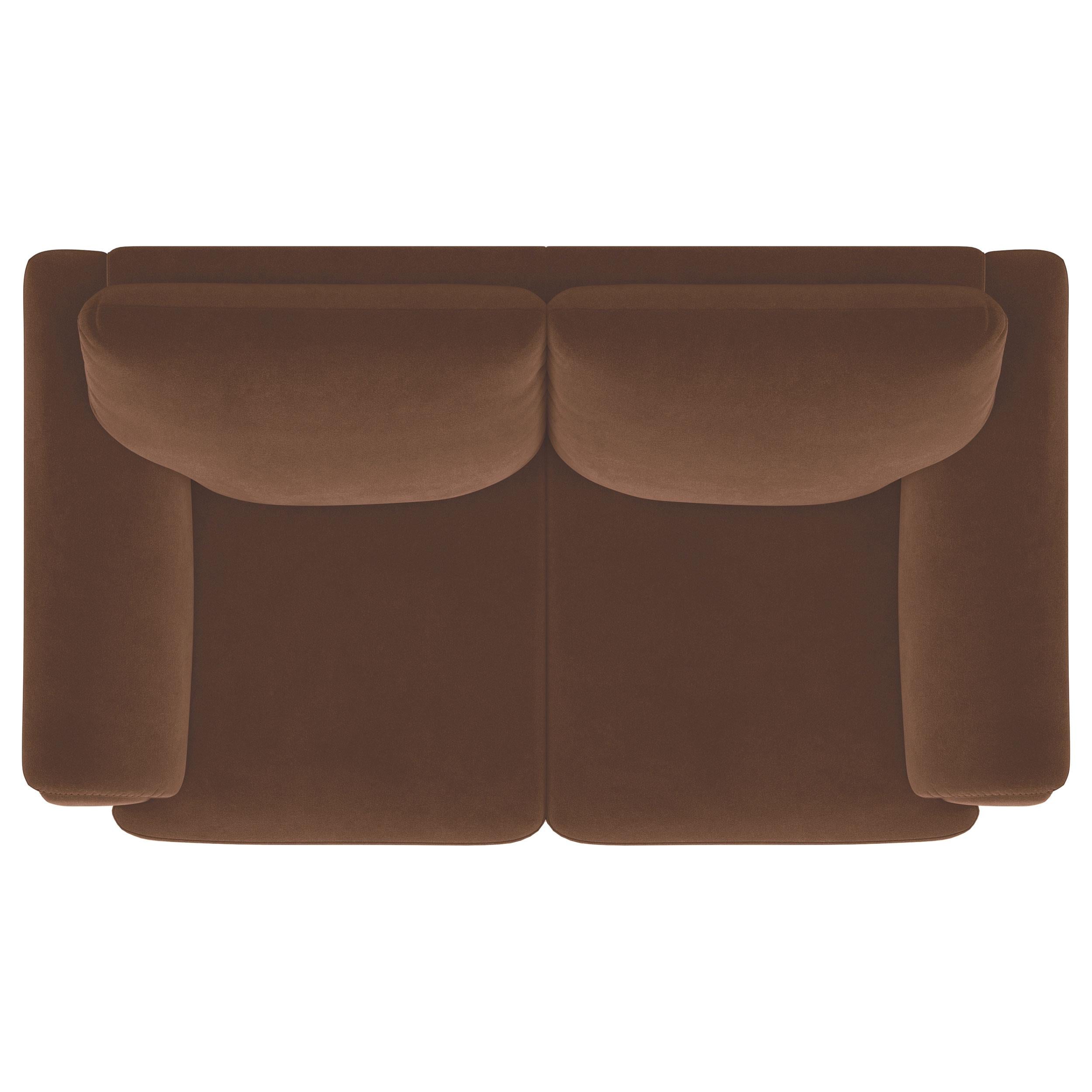 Selma Velvet Upholstered Crescent Arm Loveseat Rust