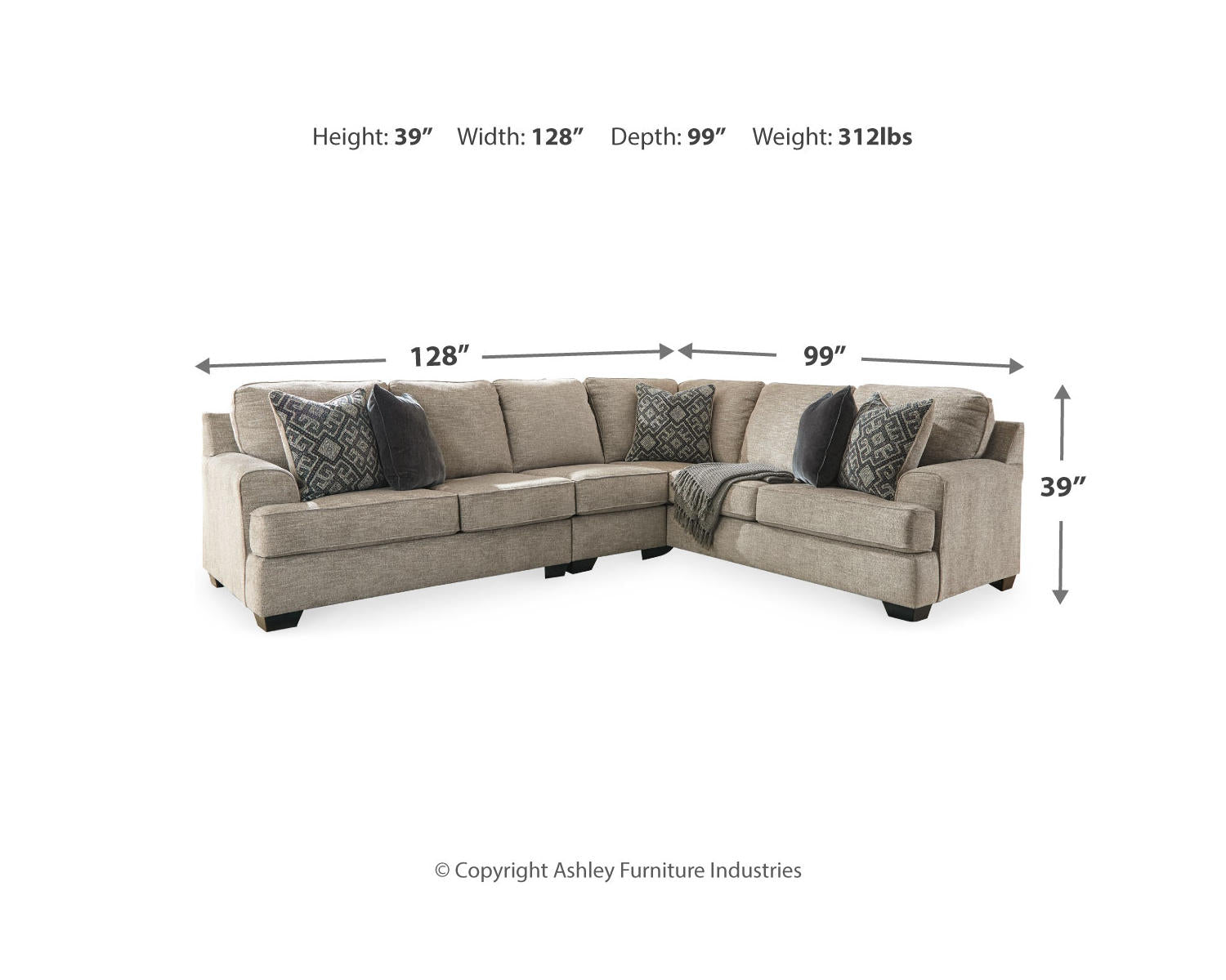 Bovarian 3-Piece Sectional with Ottoman