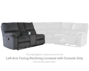 Urbino Left-Arm Facing Reclining Loveseat with Console