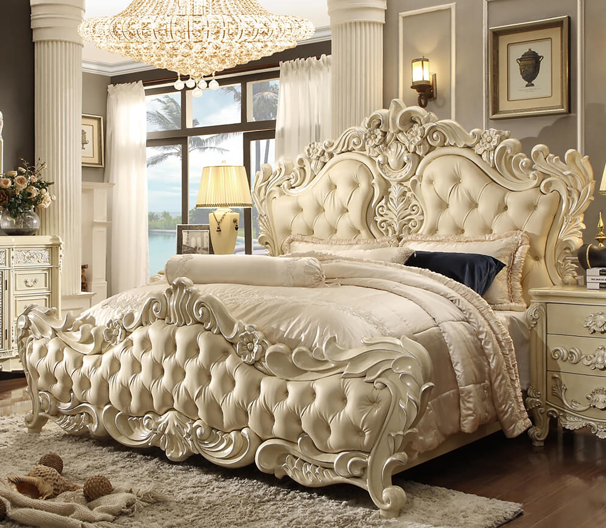 HD-5800 - EK BED ANTIQUE WHITE
