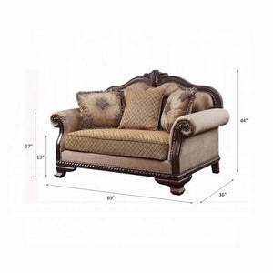 Sofá de dos plazas Chateau De Ville con 3 almohadas (mismo modelo Lv01589)