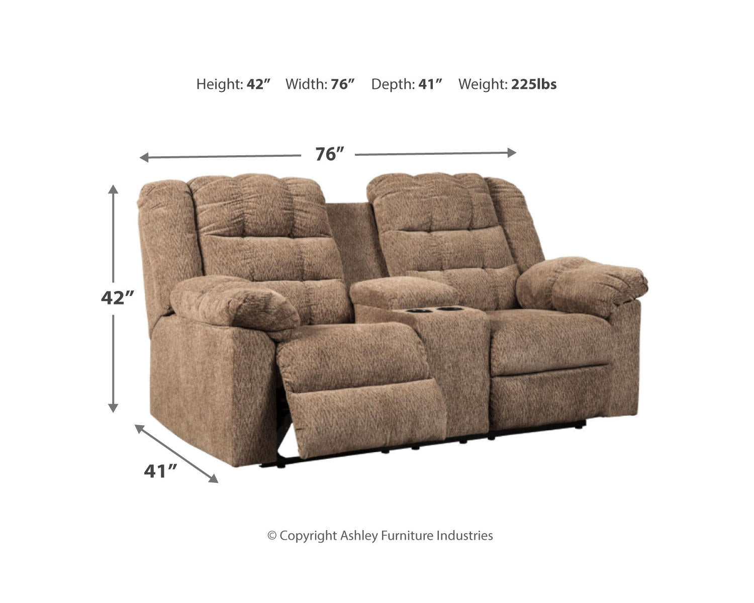 Workhorse Reclining Loveseat with Console