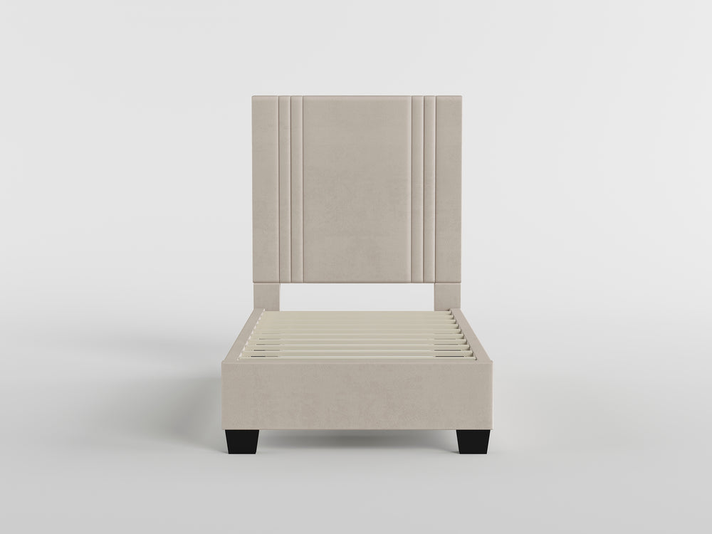 39” Beige Microfiber Platform Bed