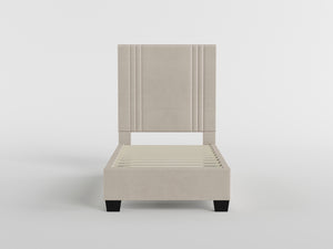 39” Beige Microfiber Platform Bed