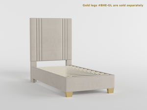 39” Beige Microfiber Platform Bed