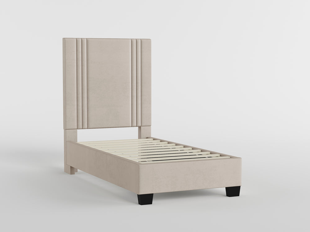 39” Beige Microfiber Platform Bed