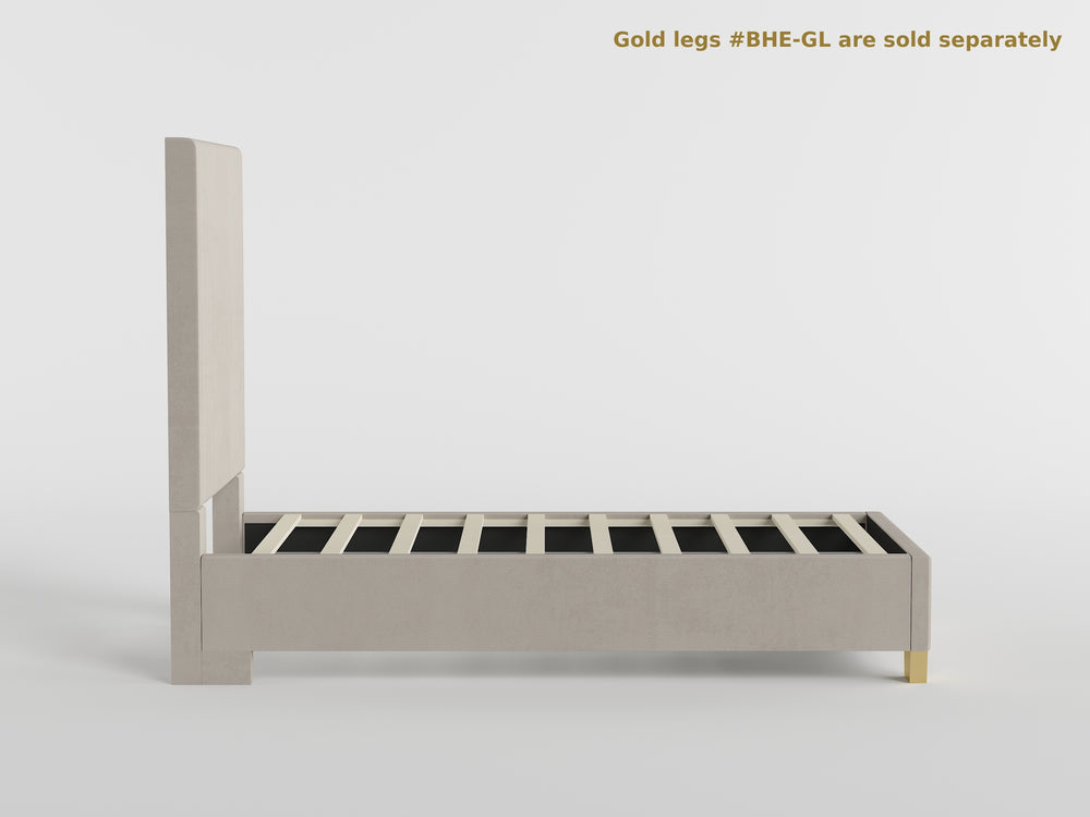 39” Beige Microfiber Platform Bed