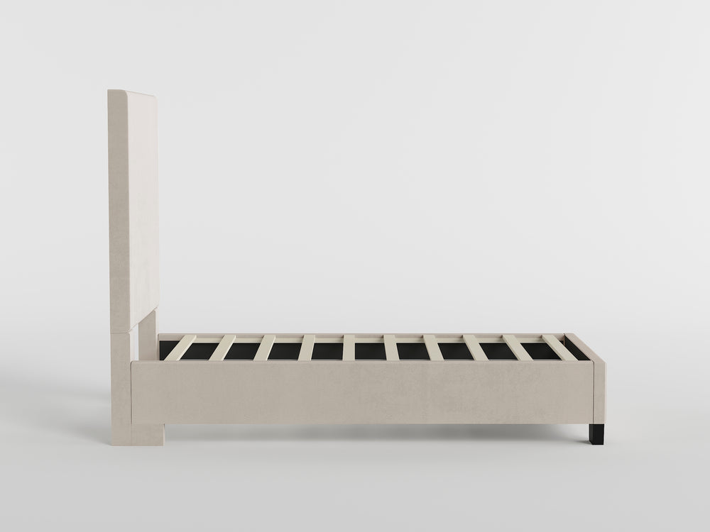 39” Beige Microfiber Platform Bed