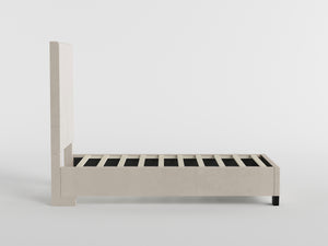 39” Beige Microfiber Platform Bed