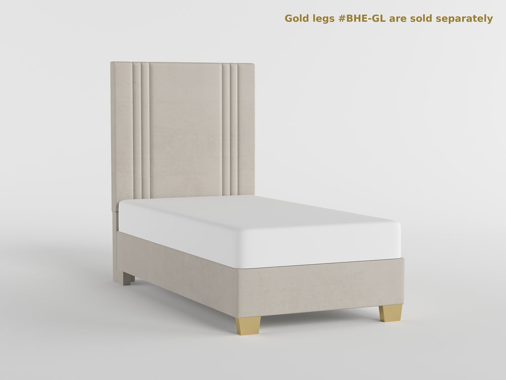 39” Beige Microfiber Platform Bed