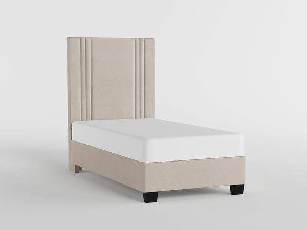 39” Beige Microfiber Platform Bed