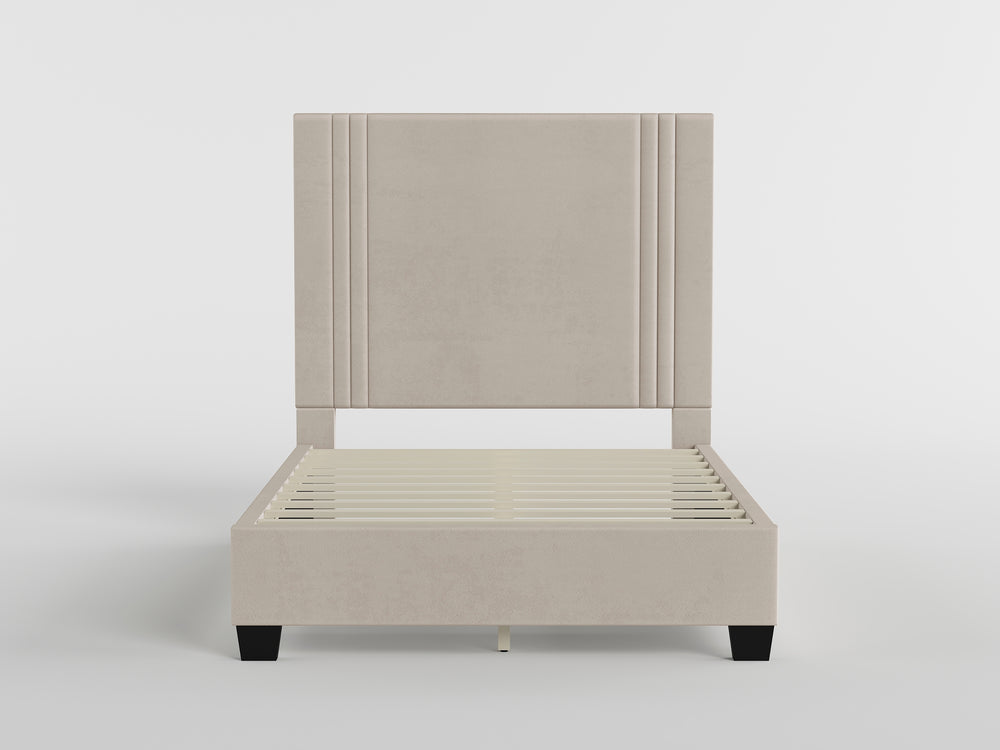 54" Beige Microfiber Platform Bed
